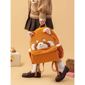 Sweet Red Panda Plushie Backpack - Brown