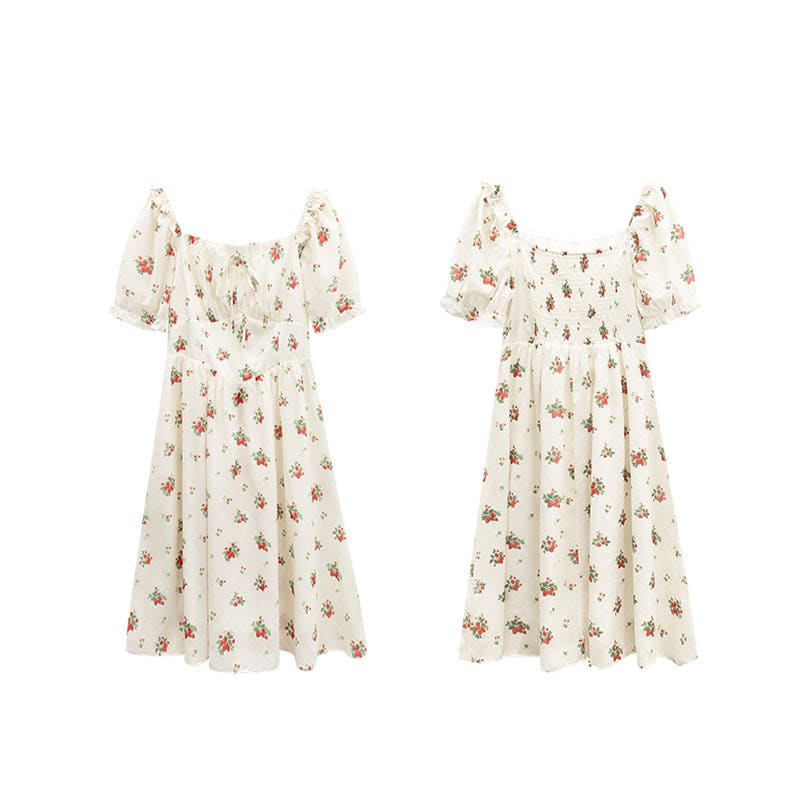 Sweet Retro Sling Floral Dress - long slim dress / M