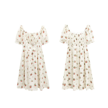 Sweet Retro Sling Floral Dress - long slim dress / M