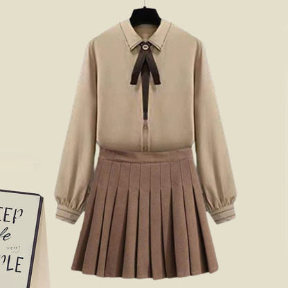 Sweet Shirt Pleated Skirt Pocket Wool Jacket Coat