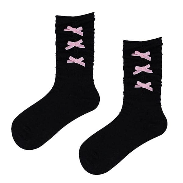 Sweet Soft Bows Socks - Black/pink - Socksballetcore bow