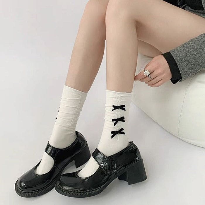 Sweet Soft Bows Socks - Socksballetcore bow high socks