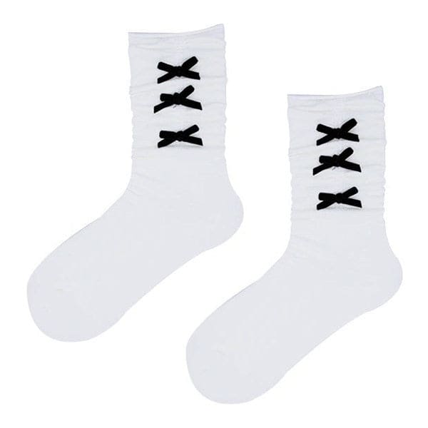 Sweet Soft Bows Socks - White - Socksballetcore bow high