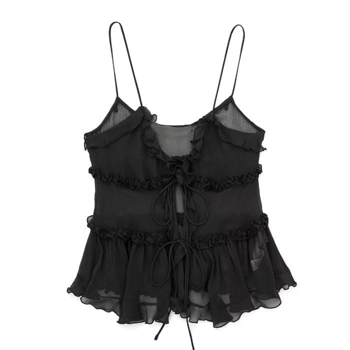 Sweet Soft Ruffle Top - XS / Black - Tops