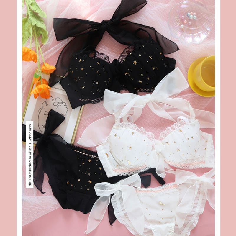 Sweet Starry Sky Bow Bra Set