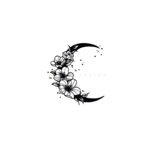 Sweet White Moon Butterfly Flower Tattoo Sticker - D(1pcs)