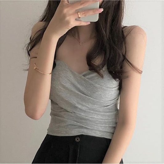 Sweetheart Neckline Plain Crop Camisole Top