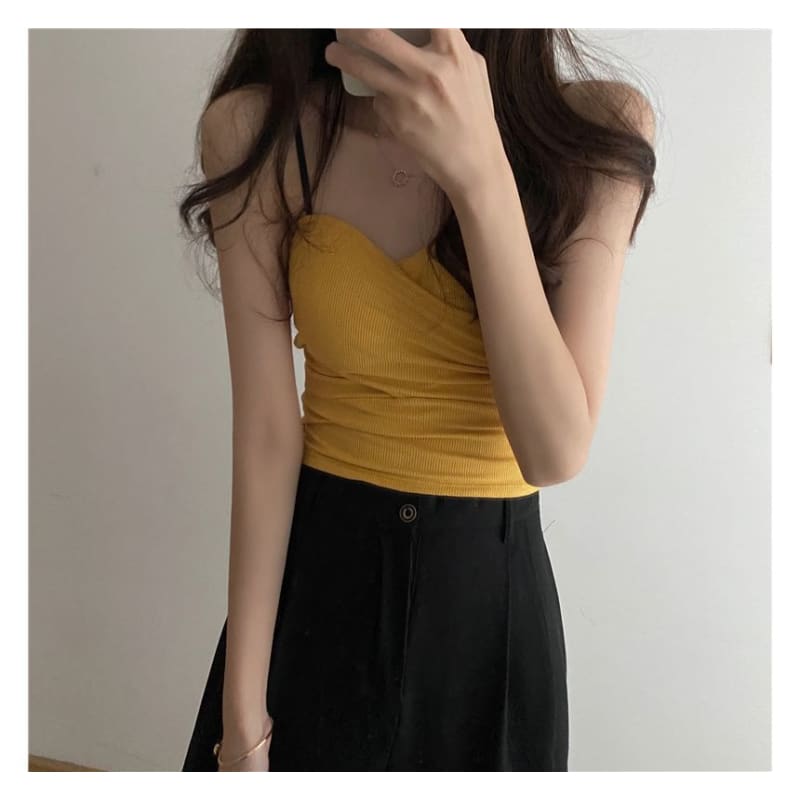 Sweetheart Neckline Plain Crop Camisole Top