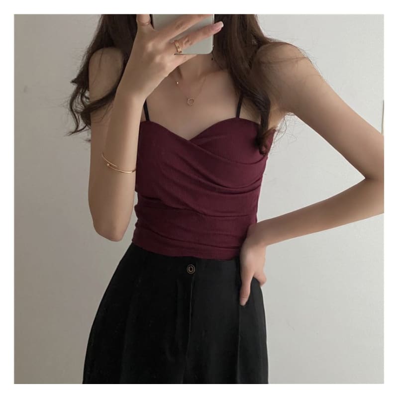 Sweetheart Neckline Plain Crop Camisole Top