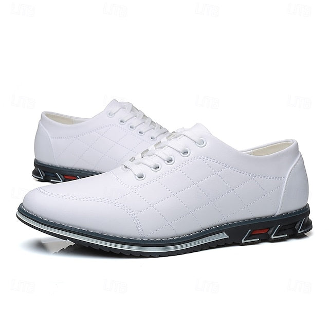 - Faux Lace-Up Quilted Blue Sneakers Leather Stylish Men's