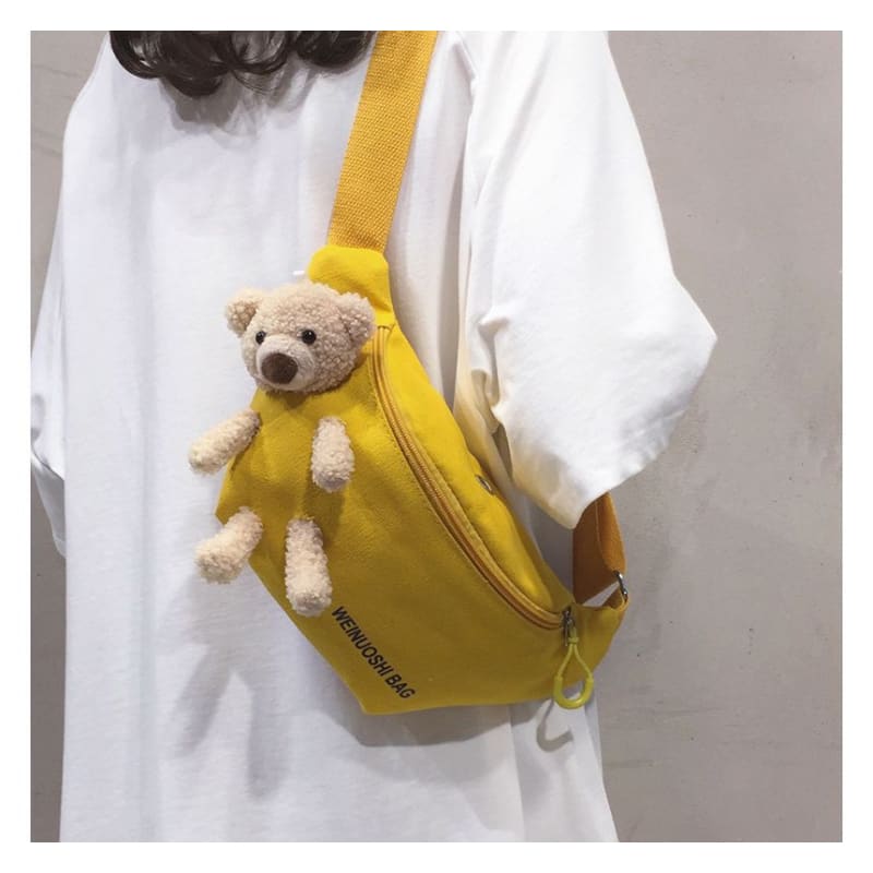 Teddy Bear Canvas Belt Bag