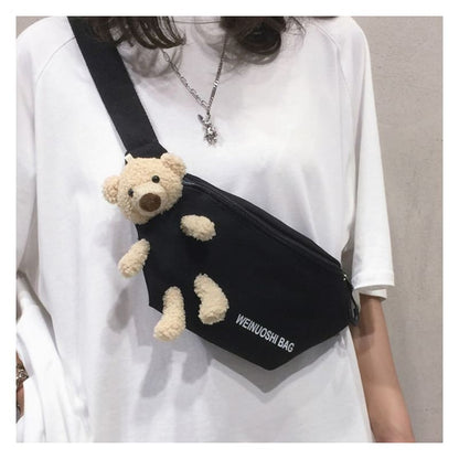 Teddy Bear Canvas Belt Bag