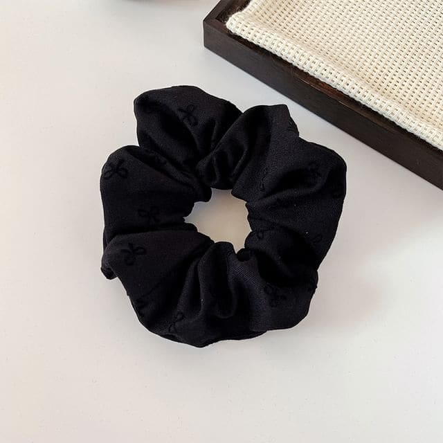 Textile Scrunchie - Black Bow - Black / One Size - Hair