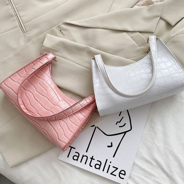 Texture Strap Handbag - Standart / White - Handbags
