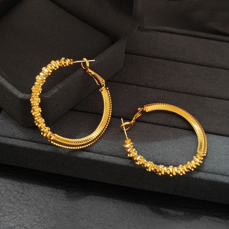 Textured Alloy Hoop Earring