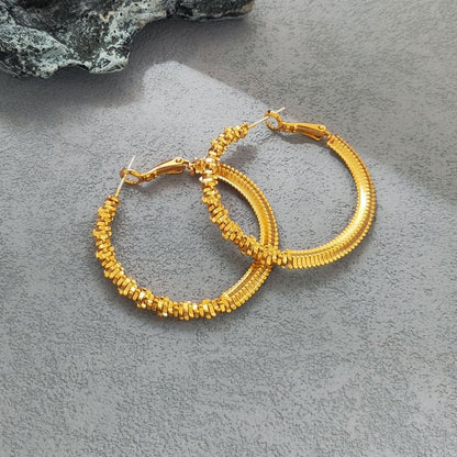 Textured Alloy Hoop Earring