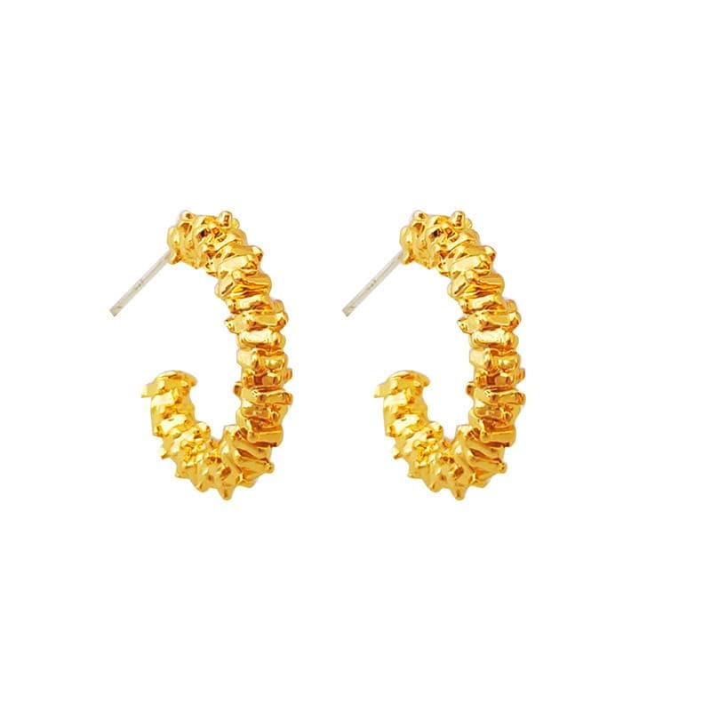 Textured Alloy Open Hoop Earring