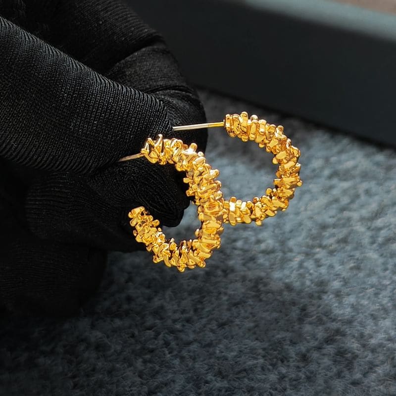 Textured Alloy Open Hoop Earring