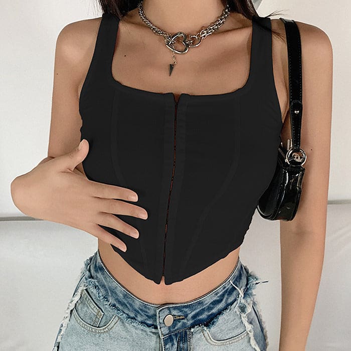 Textured Corset Top - Tops