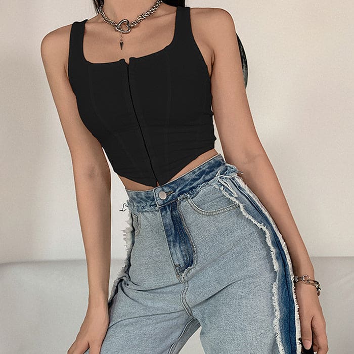 Textured Corset Top - Tops