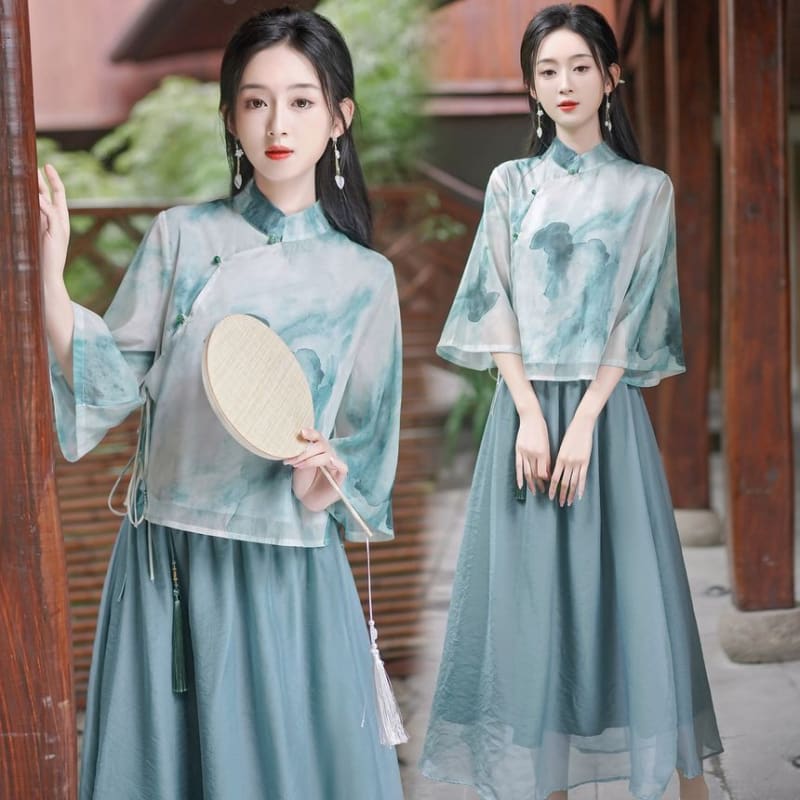 Tie Dye Hanfu Costume Set