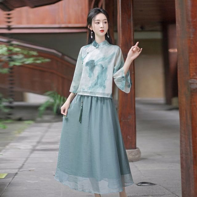 Tie Dye Hanfu Costume Set