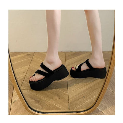 Toe Loop Platform Slide Sandals