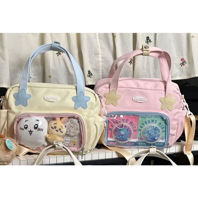 Top Handle PVC Panel Crossbody Bag / Bag Charm / Set