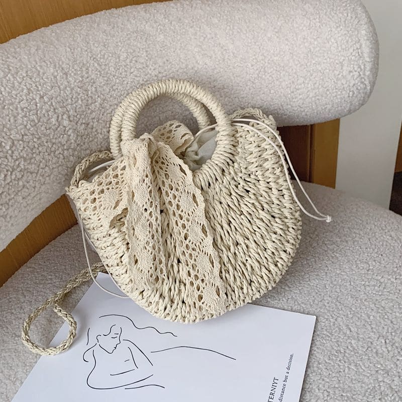 Top Handle Woven Crossbody Bag