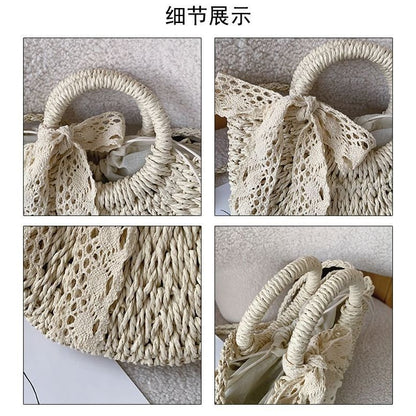 Top Handle Woven Crossbody Bag