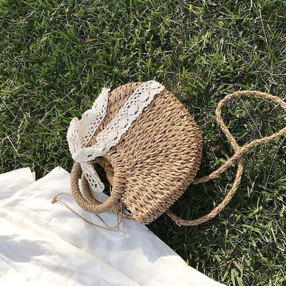 Top Handle Woven Crossbody Bag