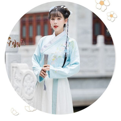 Traditional Chinese Fluffy Cape / Long - Set - Top & Skirt