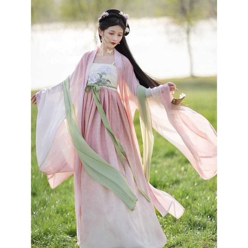 Traditional Chinese Long Jacket / Spaghetti Strap Maxi