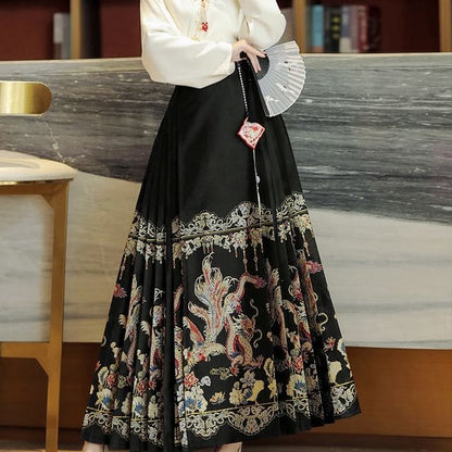 Traditional Chinese Long - Skirt - Black / S