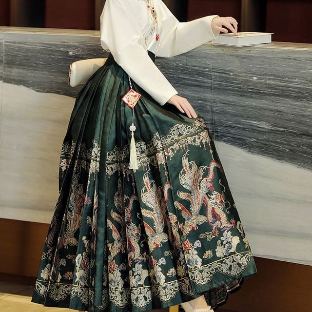 Traditional Chinese Long - Skirt - Green / S