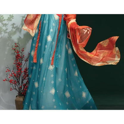 Traditional Chinese Print Costume Set