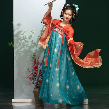 Traditional Chinese Print Costume Set - Set of 3 - Top &