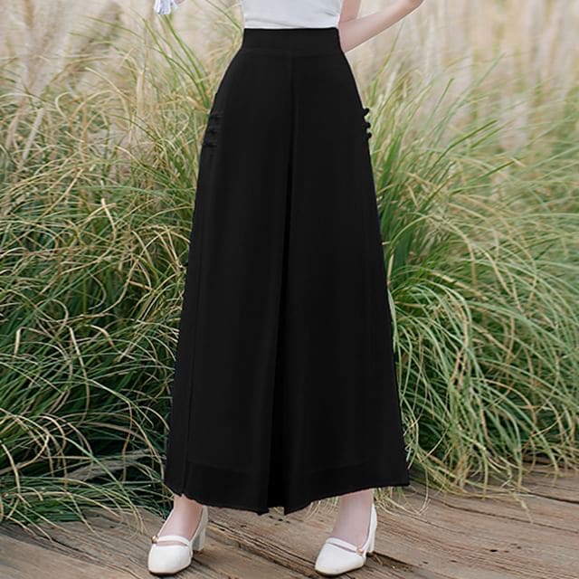 Traditional Chinese Short-Sleeve Stand Collar Plain Cutout