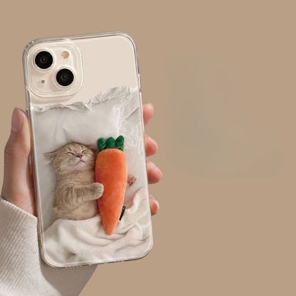 Transparent Cute Cat and Puppy Phone Case - iPhone 15