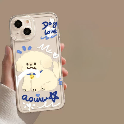 Transparent Cute Cat and Puppy Phone Case - iPhone 15