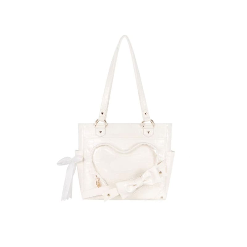 Transparent Love Bowknot Shoulder Bag - One-Size / White