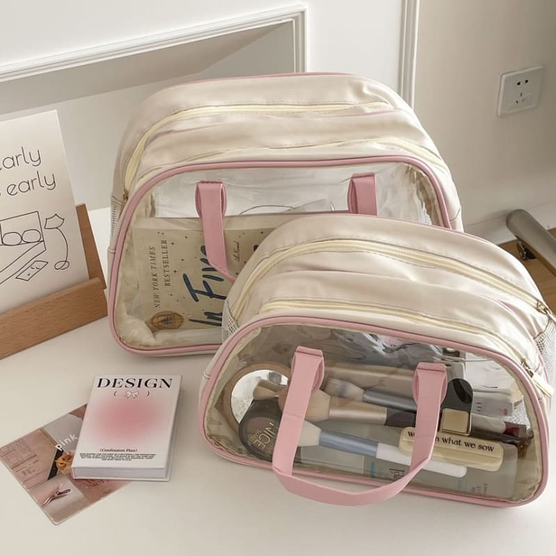 Transparent PVC Panel Wet Dry Makeup Bag / Toiletry Bag