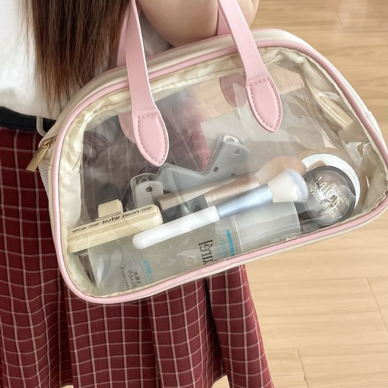 Transparent PVC Panel Wet Dry Makeup Bag / Toiletry Bag