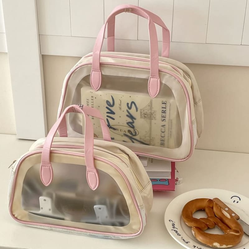 Transparent PVC Panel Wet Dry Makeup Bag / Toiletry Bag