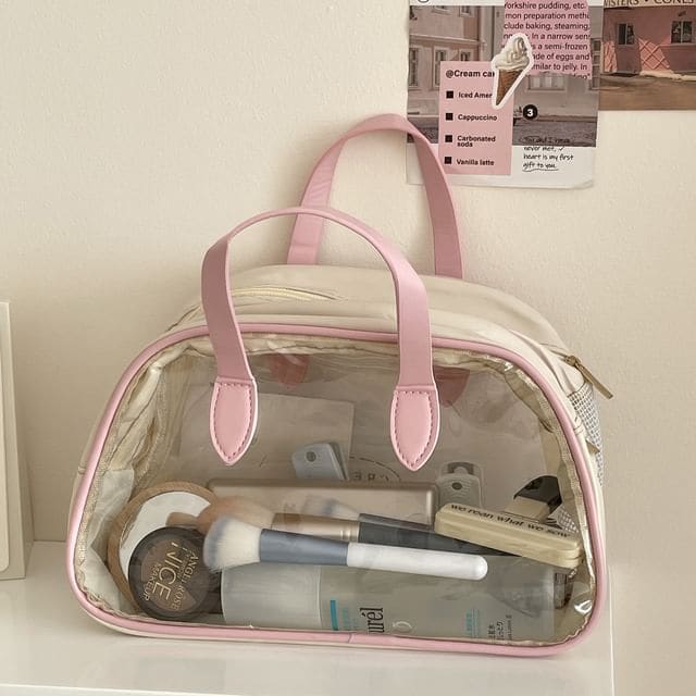 Transparent PVC Panel Wet Dry Makeup Bag / Toiletry Bag