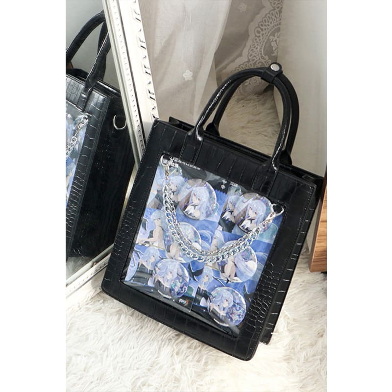 Transparent with Chain Gothic Handbag - One Size / Black