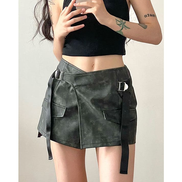 Trendy Belt Wrap Skirt - Skirt