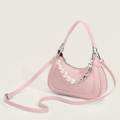 Trendy Pearl Sliver Heart Handbag