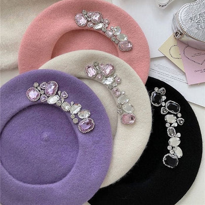 Trendy Rhinestone Beret - Standart / Purple - Hats