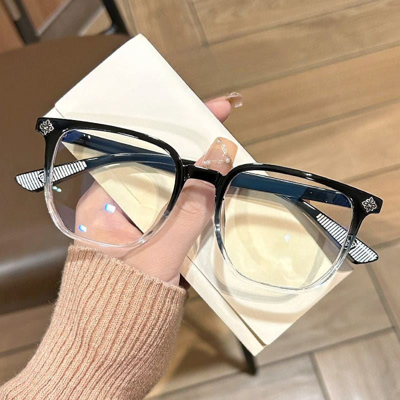 Trendy Square Glasses ON1449 - Black and Transparent